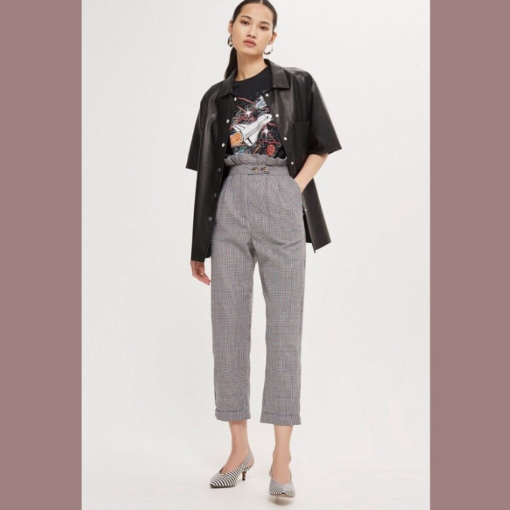 TopShop Ruffle Checked Peg Trousers